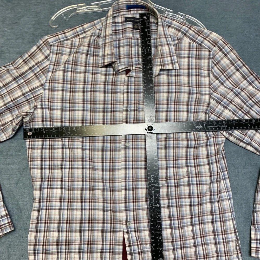 Banana Republic Dress Shirt Mens M 15-15.5 Multicolor Plaid Formal Business